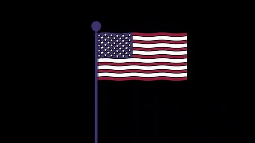 Flat Design Waving USA Flag Loop Animation