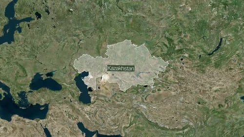 Kazakhstan Borderline: Country Map Stock Collection - Wide Angles to Zoom-In