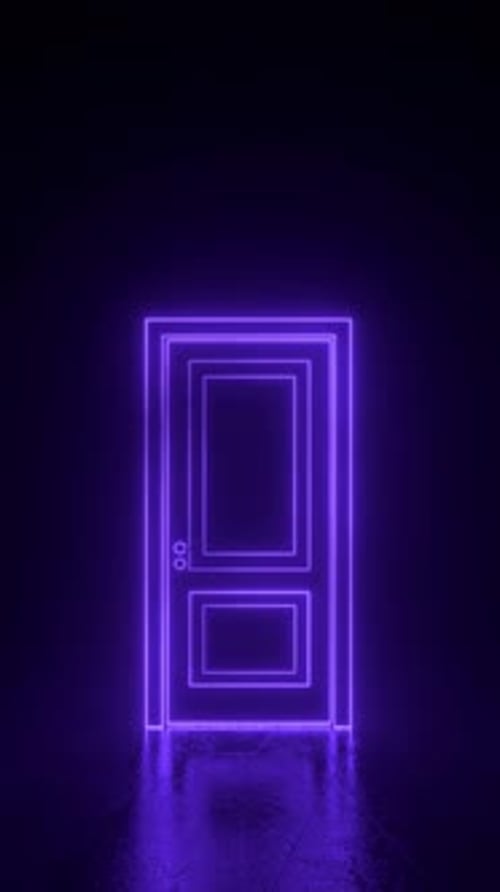 Neon Door Opening and Tunnel Animated Transition