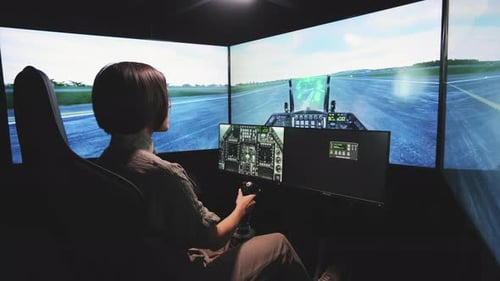Female Landing Virtual Aircraft and Finishing Game