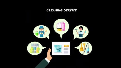 Online Cleaning Service Animation Alpha Channel