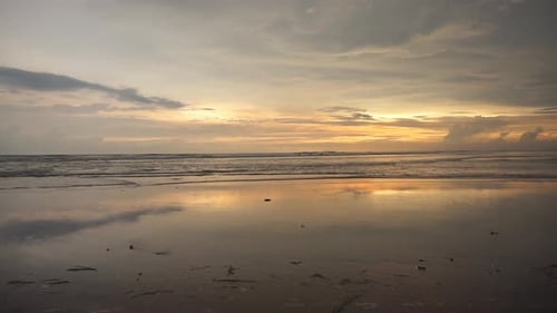 beautiful evening beach view before sunset with small waves on Cipatujah Tasikmalaya beach