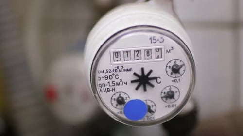 Residential Water Meter Indicating Water Consumption Close Up