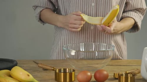 The Chef Prepares a Pie with a Banana Flavor Using Natural Ingredients To Do This She Peels the