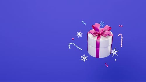 Christmas gifts loop animation. 3d render cartoon style. Xmas Eve and New Year celebration, holidays