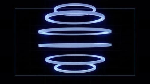 Futuristic Rotating Neon Geometric Rings Background