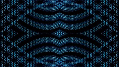 Blue Neon Movement On Endless Shape Kaleidoscope Background Vj Loop In 4K