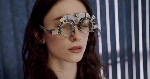 Patient Wears Trial Frame During Eye Examination