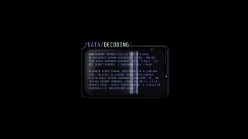 Pequeña ventana de decodificación de texto con efecto de escaneo