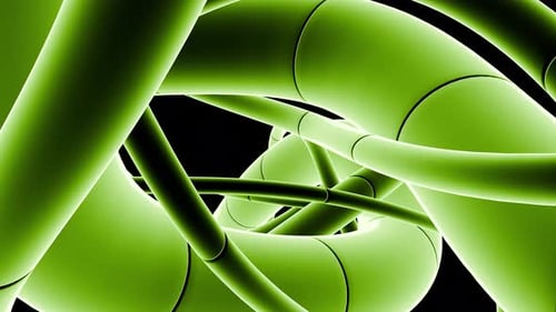 Green Tubes Intertwined Luminescent Green Tubular System Mimics Natural Root Formations In Darkness