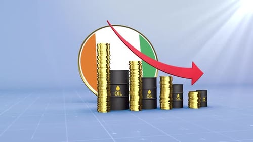 Ivory Coast Oil Revenue Decline With Red Arrow