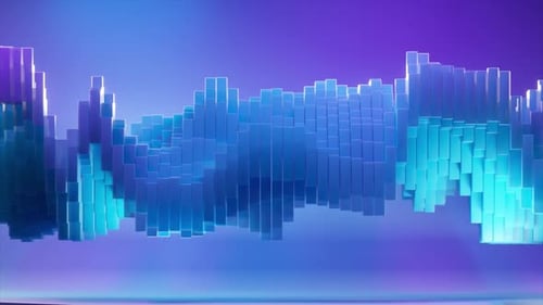 Rectangular Cuboid Shapes Morphing and Waving Shifting Through Vibrant Blue and Purple Gradients