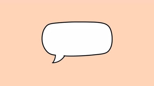 2d animated white speech bubble on pastel background