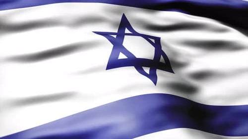 Realistic Waving Israeli Flag with Blue Star of David