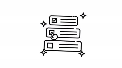 line art animation of Three checklist items with a check mark in the first box.