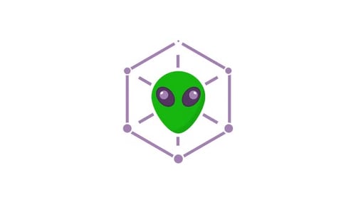 Flat Design Alien Head Logo Reveal with Geometric Network Animation