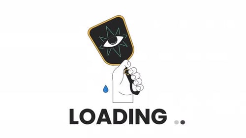 Holding esoteric mirror with crying eye line 2D loading animation