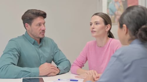 Business Meeting with Woman Explaining Strategy