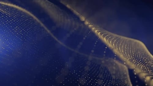 Gold Particles On A Blue Background