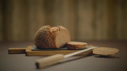 Crusty Bread on a Wooden Cutting Board