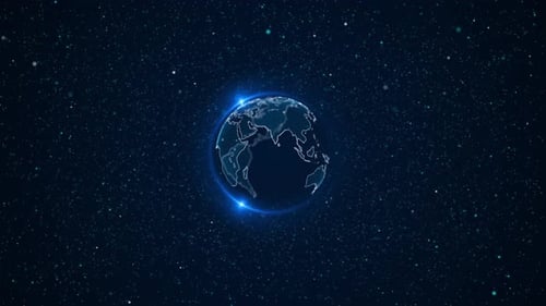 Futuristic Digital Earth Globe Rotation Background