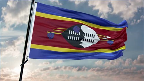 Swaziland Flag Background Realistic Waving In The Wind 4K