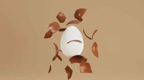 3D Chocolate Egg Cracking Revealing an Image Animation