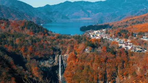 beautiful autumn landscape with colorful mountains