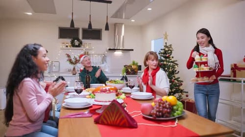 Family Christmas Celebration at Home Together