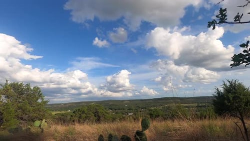 Scenic Rural Landscape with Blue Sky and Clouds