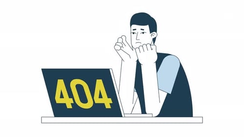 404-Animation zur Frustration auf dem Laptop