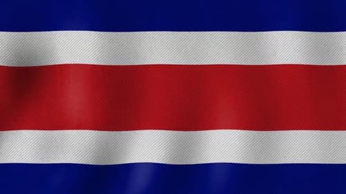 Costa Rica Flag Waving with Realistic Fabric Texture