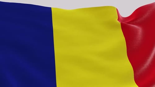 Romania National Flag Waving in Realistic Loop Animation