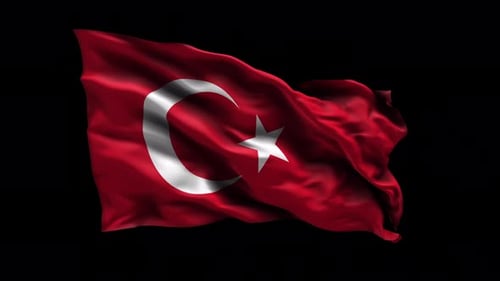 Waving Turkish Flag Animation with Alpha Channel