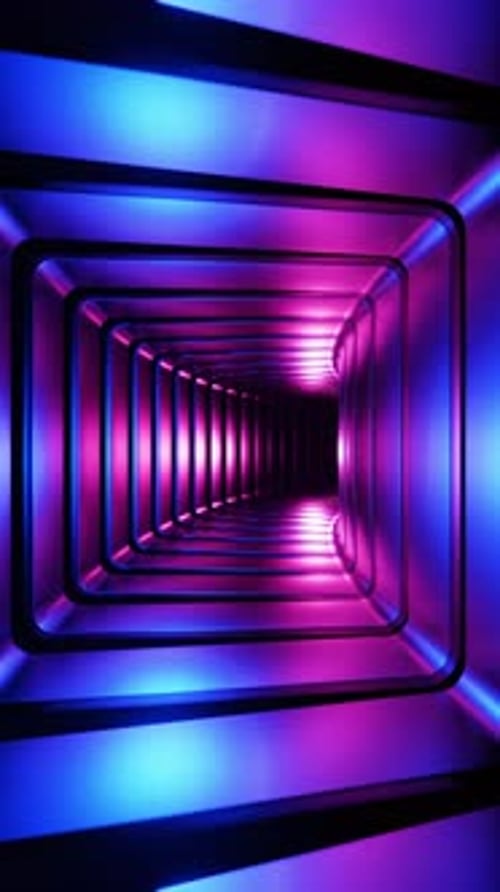 Flying in a square-shaped tunnel. Vertical looped video