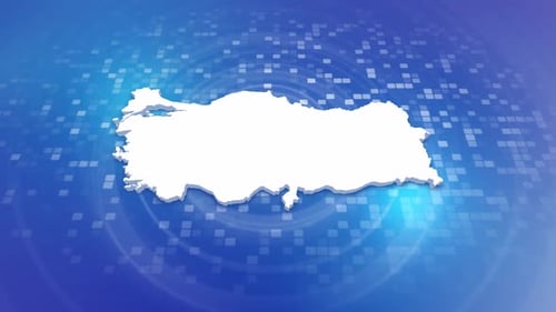 Animated Map of Turkey Reveal on Modern Digital Grid