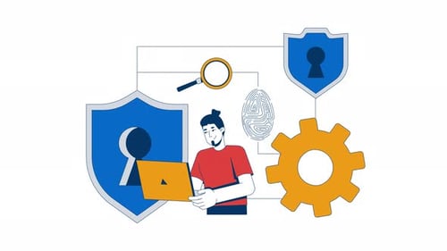 Animated Data Security Concept with Digital Protection Icons
