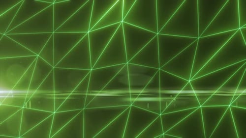 Abstract green lines and triangles glowing high tech digital background. Video 4k, 60 fps