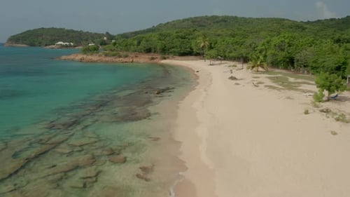 Fast Drone flying over beach in Caribbean
