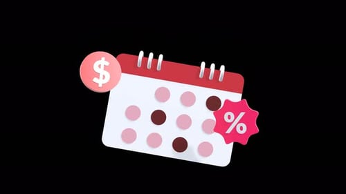 Animated 3D Calendar with Dollar and Discount Symbols