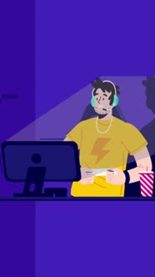 Young Man Playing Console Video Game On Vertical