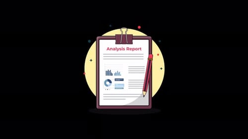 Animated Clipboard with Analysis Report and Pencil