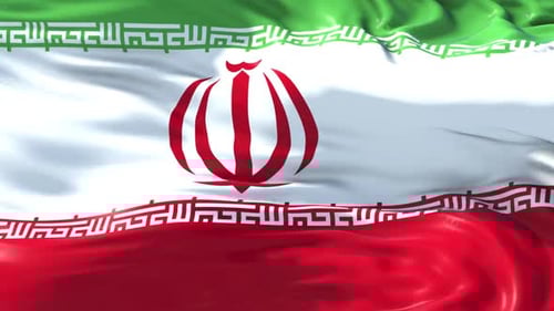Waving Flag of Iran with Realistic Fabric Motion