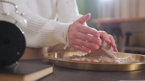 Individual Molding Octopus Shape on Tray During Mindful Therapy Activity