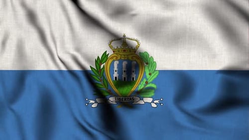Animated Waving Flag of San Marino with Realistic Texture