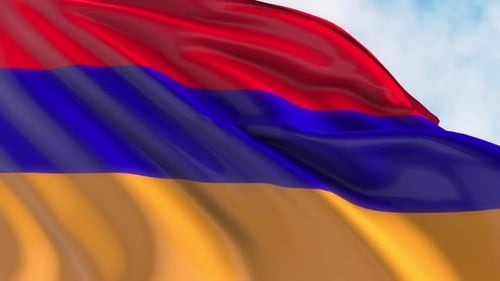 Armenian Flag Waving Seamlessly in Wind