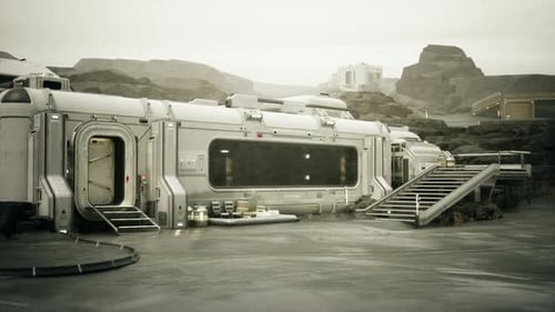Futuristic Space Station With Stairs