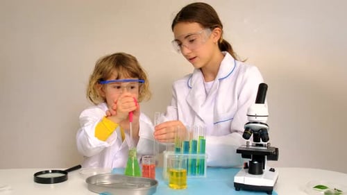 Children Conducting a Science Experiment in a Lab