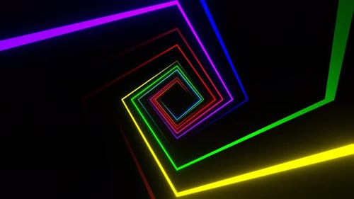 Multicolor Square Spiral Neon Light Movement Background Vj Loop In 4K