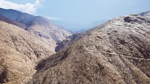 Drone Shot Panning Over Desert Mountain Landscape